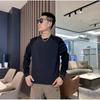 Suéter Masculino Vintage com Costura Estilo Americano Manga Longa Outono Roupa para Casal Camisa Base Pulôver Gola Redonda Cor Contrastante