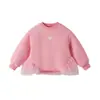 [7A Antibacteriano] Sudadera de Manga Larga para Niña Ropa de Otoño Rosa Dulce Ropa Infantil con Parche de Malla Nuevo Top para Bebé