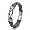 Europa y Estados Unidos venta caliente transfronteriza pulsera de cuero retro para hombre estilo hip-hop punk pulsera metal enrollado joyería de mano al por mayor