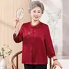 Camisa feminina de meia-idade e idosa roupas de mãe manga sete-punhos estilo chinês top avó esposa primavera e verão camisa solta roupas para idosos