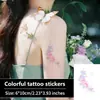 Adesivo de tatuagem de buquê de estrelas rosa claro, adesivo de estrela floral rosa névoa suave e roxo, tatuagem à prova d'água para braço superior, antebraço e clavícula