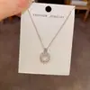 Collar Redondo Giratorio Full Diamond de Moda Exquisita Coreano y Japonés, Cadena para Clavícula Versátil de Lujo Ligero Elegante de Gama Alta Súper Brillante