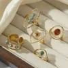 Anillo Turquesa de Acero Inoxidable Versátil Transfronterizo Tina Diseño de Nicho para Mujer Anillo Europeo y Americano Acero de Titanio Joyería que No se Desvanece