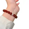 Pulsera Exquisita con Lazo Tachonado de Diamantes, Ágata Roja Natural y Cristal Blanco para Mujer, Estilo de Lujo Ligero, Delicada Joyería de Cuentas para Año Nuevo