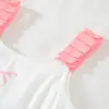 Conjunto de Verão para Meninas Novo Estilo Top de Alça com Estampa de Laço Rosa e Shorts de Bolinhas Conjunto de Duas Peças, Disponível para Envio Internacional