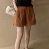 Pantalones cortos de algodón de alta calidad color calabaza para mujer, de verano, holgados, de cintura alta, combinables, informales, de trabajo, con pierna ancha.