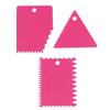 Juego de 3 raspadores triangulares dentados de plástico para tartas, utensilios de cocina para hornear, juego de cuchillos de corte.