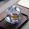 Huanhui lámina de oro Sancai tapa gran capacidad estilo japonés resistente al calor cristal de cristal oro mano espesada cuenco de té té