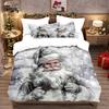 Juego de Cama de Tres Piezas de Comercio Exterior Funda Nórdica Navideña Funda de Almohada de Franela Cepillada Conjunto de Impresión Digital Transfronteriza Dropshipping