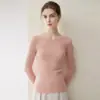 Suéter feminino de cashmere % cashmere puro de cabra, novo outono e inverno, gola redonda, pulôver, corte slim, manga longa, camada base, suéter quente
