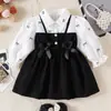 Ropa para Bebés Niñas 0-3 Años Vestido Camisa de Dos Piezas con Lazo para Niña Primavera y Otoño En Stock
