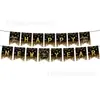 Decoración para Fiesta de Año Nuevo Oro Negro Transfronteriza Suministros Servilleta Plato de Papel Mantel Set de Decoración de Escena de Carnaval de Nochevieja