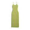 Vestido tipo camisola sexy con abertura lateral sin mangas bodycon para chica picante, estilo básico de verano para mujer, multicolor, longitud media, falda ajustada a la cadera