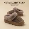 Pantuflas de Algodón Gruesas con Plataforma para Hombre Hamuding para Aumentar la Altura, para Otoño/Invierno, Uso en Casa y al Aire Libre, con Forro Polar Añadido para Calidez, Antideslizantes, Duraderas, de Punta Cerrada