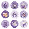 Hk073-T Morado Decoración Navideña Pegatinas Redondas, Pegatinas Autoadhesivas para Sellar Sobres de Tarjetas de Felicitación, Pegatinas Navideñas