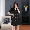 Vestido Preto Pequeno Estilo Hepburn Francês Alto Senso Alto Frio Irmã Real Frito Rua Pequeno Fragrância Estilo Plissado Vestido de Terno Profissional Verão