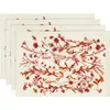 Amazon Día de San Valentín Mantel Individual Rojo Atmósfera de Amor Arreglo Mantel Individual Occidental Lino Resistente a la Suciedad Vajilla Esterilla Aislante