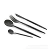 Juego de cubiertos de acero inoxidable 304 de alta calidad para hotel y hogar, cuchillo, tenedor, cuchara, cuchillo de cena bañado en oro, tenedor, negro, rosa, azul, juego de cuatro piezas de dos colores