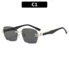 Nuevas Gafas de Sol Cuadradas de Moda sin Marco con Bisel para Vacaciones Europeas y Americanas, Protección Solar, Gafas de Sol de Moda Transfronterizas