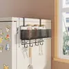 Estante lateral de almacenamiento para estante de refrigerador de cocina, soporte multifuncional de múltiples capas para condimentos y film transparente para uso doméstico montado en la pared