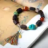 Pulsera de Cuentas Cubicas de Madera de Agarwood Dara Gan Nuevo Estilo Chino Pulsera de Madera Punto Turístico Transmisión en Vivo Venta al por Mayor
