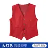 Colete Formal Vermelho Infantil, Roupa Formal de Florista para Meninos, Traje de Performance, Colete Vinho Estilo Britânico, Atacado de Peça Única