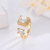 Anillo abierto de circón con diamantes completos de alta moda, lujo ligero, para mujer, temperamento elegante, joyería para la mano