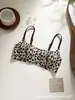 Sujetador de Tirantes Finos con Estampado de Leopardo Floral de Venta Caliente Transfronterizo para Pechos Pequeños, de Escote Bajo, Reafirmante, Sexy, Delgado, Ropa Interior, Sin Costuras, Espalda Hermosa, Ropa Interior