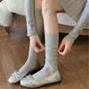 Calcetines de Canalé Miu para Mujer Primavera y Verano Japonés JK Calcetines de Media Caña Negro y Blanco Gris Transpirables Versátiles Algodón Calcetines con Apilamiento Vertical
