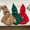 Ropa Navideña para Bebé Estilo Coreano, Monos de Invierno para Bebé, Ropa de Gateo de Manga Larga Estilo Ins de Dibujos Animados de Terciopelo y Engrosada + Gorros