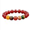 Pulsera de Ágata Roja Natural Negra de Cinco Colores de la Buena Suerte Dios de la Riqueza para Año de Nacimiento de Mujer Chinoiserie Pulsera que no se Desvanece Pulsera