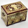 Caja de joyería de laca de Pingyao, caja de regalo de boda retro de madera, caja de maquillaje de novia, artesanía roja del patrimonio cultural inmaterial chino.