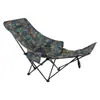 Silla plegable de exterior con cojín acolchado, silla luna engrosada, silla de camping portátil ajustable en cuatro posiciones con patas acolchadas y reposapiés, reclinable