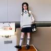 Traje de falda de uniforme jk de otoño para niñas, nuevo traje de tres piezas con chaleco de lana de estilo universitario japonés para niños de 2023