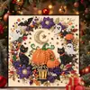 Pintura de diamante de perlas con temática navideña transfronteriza, arte de pared hecho a mano, pintura decorativa DIY, Papá Noel, renos, corona, árbol, calcetín