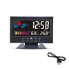 8082t despertador eletrônico de tempo com tela LED colorida, previsão do tempo, temperatura e umidade, calendário perpétuo, luz de fundo