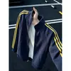 Moletom com Capuz Cardigan Listrado Color Block de Comércio Exterior Transfronteiriço Masculino 2026 Nova Marca Tendência Solto Casual Esportivo Jaqueta Moletom