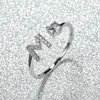 Anillo con Letra de Oro Rosa Nuevo de Amazon Transfronterizo Anillo Abierto con Diamante Blanco Joyería de Mano Anillo Único Personalizado Venta al por Mayor