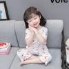 Pijamas de Verano para Niñas Delgados Nuevos Bebé Dos Piezas Seda de Hielo Manga Corta Ropa para el Hogar Traje Ropa Acondicionada para Niños de Moda