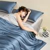 Colcha de Verano de Lyocell Tencel Clase A Juego de Cuatro Piezas Doble Cara Fresca Colcha con Aire Acondicionado Colcha Fresca Avanzada para el Verano Colcha Delgada de Seda de Hielo