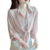 Camisa de Chiffon com Saia de Suspensório, Lenço Pequeno, Camisa Fina, Cardigã, Top com Proteção Solar para Mulheres, Nova Roupa de Verão 2026