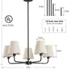 Lámpara colgante de tela estilo moderno americano personalizada de fábrica, lámpara rústica dorada de 5 luces estilo granja para comedor, sala de estar, dormitorio