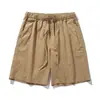 Shorts de Algodão Estilo Japonês para Homens, Tamanho 26, Versátil de Verão Simples Solto Casual Calças de Cinco Pontos com Cintura Elástica e Perna Larga Calças Esportivas de Comprimento Médio