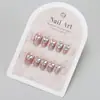 Piezas de Arte de Uñas Hechas a Mano Frescas de Verano con Sentido Superior Cadena de Cuentas Francesas Cuadros Parche de Uñas Postizas Dulce para Niña