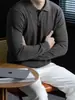 Estilo Velho Dinheiro! Suéter Grosso de Lã Modal Macio para Homens, Outono/Inverno 2026 Quente Cor Sólida Gola Lapela Tricô