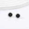 Pendientes Redondos de Acero Inoxidable con Números Romanos para Pareja, Más Vendidos Transfronterizos, Pendientes de Acero de Titanio Resistentes al Agua y al Sudor, Venta al por Mayor