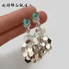 Pendientes de Lentejuelas Azules con Forma de Corazón de Durazno y Borlas para Mujer Diseño de Nicho Pendientes Únicos Nuevos Pendientes 2025 Gama Alta