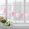 Banderines Triangulares para Fiesta de Cumpleaños de Venta Caliente Transfronteriza al por Mayor con Patrón Ondulado Estampado en Oro en Oro, Plata, Rosa y Azul