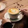 Taza de café creativa transfronteriza, diseño estilo americano cocido en horno, taza única de cerámica para parejas, taza y platillo con diseño de flores para el té de la tarde