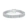 Pulsera de Tenis Popular Hip-Hop Europeo y Americano de Venta Caliente Transfronteriza con Circonita Incrustada de 3 mm Doble Fila Pulsera de Tenis Moderna al por Mayor